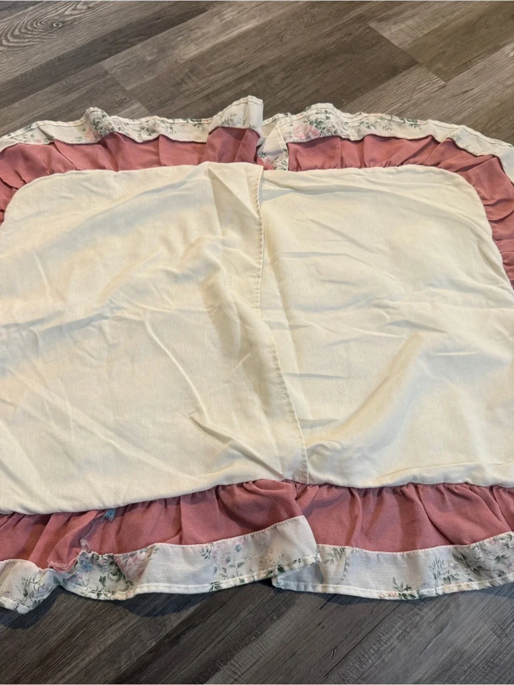Vintage Style Floral Ruffle Quilted Pillow Sham Cottagecore - Standard Size